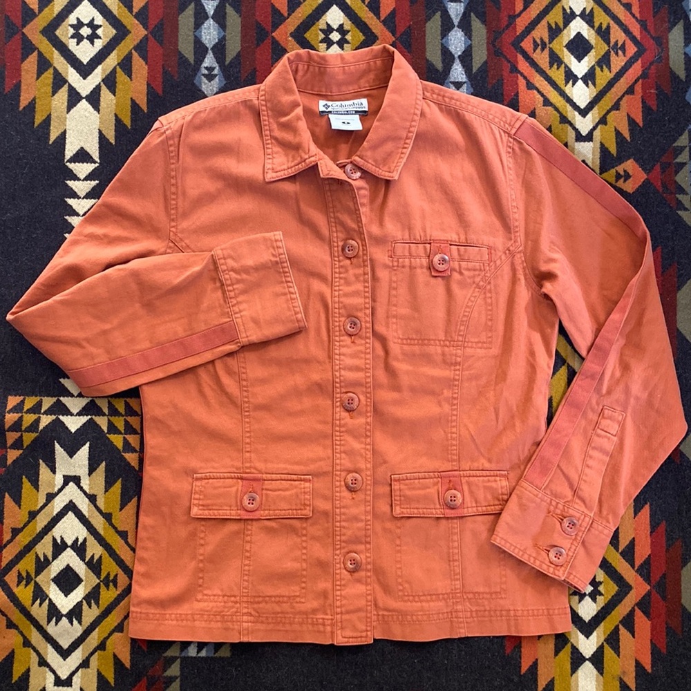 Columbia Button Down Canvas Over Coat Sz S